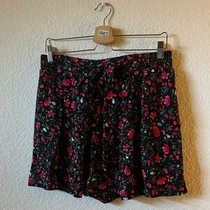 Zara Black and Red Floral Shorts